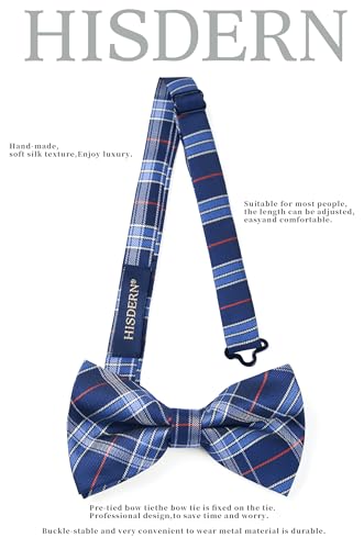 Image of HISDERN Bow Ties for Men Pretied Bowties Classic Formal Business Bow Tie Adjustable Tuxedo Bowtie for Wedding Party