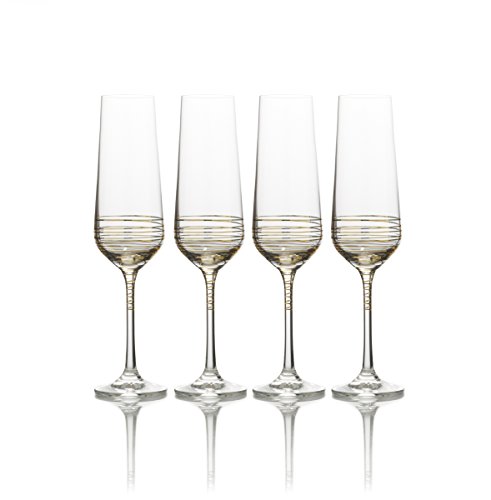 Mikasa Electric Boulevard Gold Champagne Flute 8-Ounce Set of 4