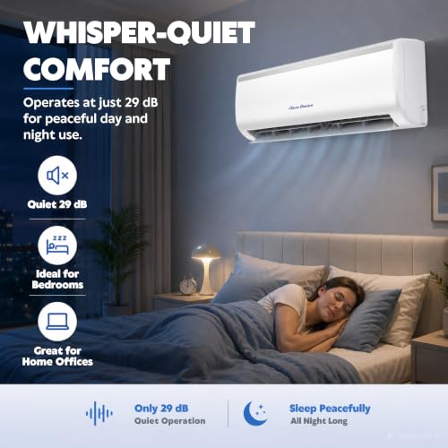 Image of Vtronix Classic America 12000 BTU Smart Mini Split AC /Heat Pump, 19 SEER2 Inverter Ductless Wall Mount, 110 /120V, Quiet 29dB, WiFi /Alexa, Pre-Charged, 16ft Line Set Kit, Up to 550 Sq Ft