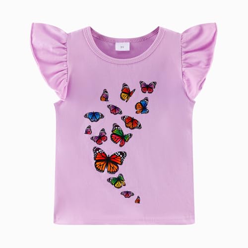 Image of Girls Skirt Set 2 Piece Outfit Toddler Summer Clothes Ruffle Sleeve T-Shirt Bow Knot Tutu Skirt Outfit Set