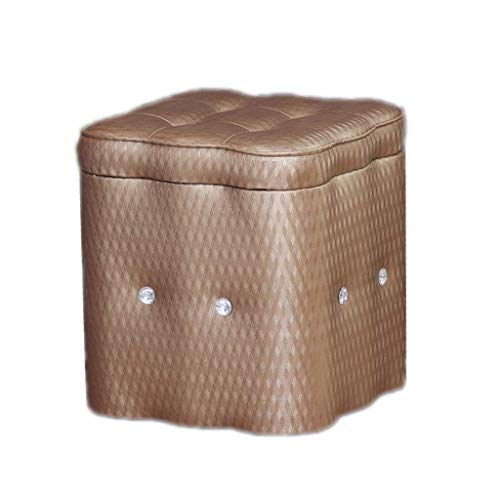 Tabouret de rangement en polyuréthane marron cube 40cm