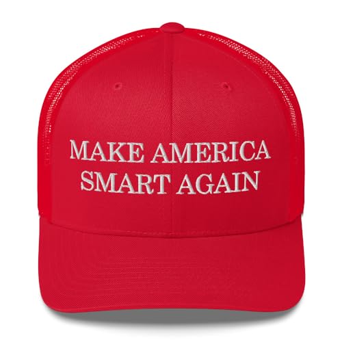 Science & Snark Make America Smart Again Embroidered Trucker Cap, Anti-MAGA Hat, Funny Leftist Gift, Great for a Progressive