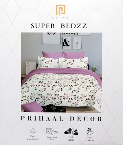 Image of Super Bedzz by Prihaal Decor Cotton Double Size Bedsheet with 2 Pillow Cover Size:108x108 (Pink 6) bedsheet for Double Bed, Cotton Double bedsheet, Suitable for Bedroom, Gift Set