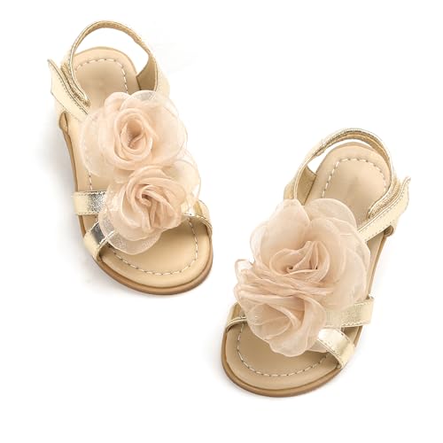 Image of PHIRAMIN Toddler Girl Sandals - Flower Girl Dress Shoes Open Toe Little Kid Wedding Party