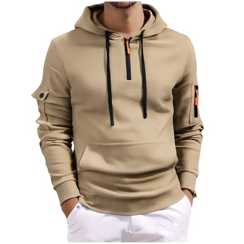 Quarter Zip Hoodies for Men Big Tall Workout Tactical Hooded Sweatshirt Long Sleeve Casual Fall Streetwear with Pocket
