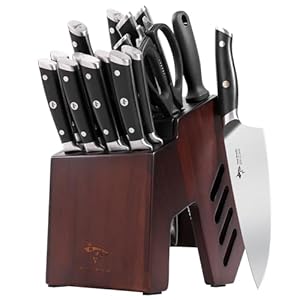 Knife Set, Professional 17 Pieces Kitchen Chef Knife Set with Block, Precision Forged High Carbon Stainless Steel Ultra Sharp Knives Block Sets, Home Cooking Perfect Cutlery Set Gift Box