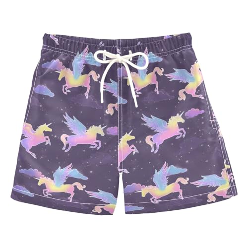 Boys Swim Trunks Quick Dry UPF 50+ Beach Board Shorts Kids Bathing Suits Swimsuit 2T Rainbow Unicorn