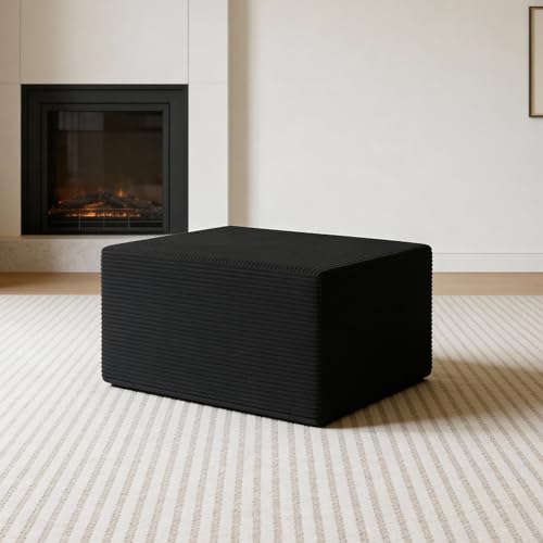 Image of Ottoman for Cloud Sectional Boneless Couches Living Room, Modular Ottoman for Deep Seat Oversized Couch, Memory Foam Compressed Spineless Foot Rest for Bedroom Apartment Black