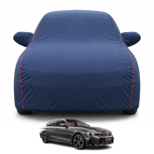Image of Premium Car Cover for BMW 3 Series Gran Limousine Model | Waterproof, UV & Dust Protection | Mirror & Antenna Pocket | Triple Stitched, Soft Inner Lining, Belt & Buckle (Navy Blue)