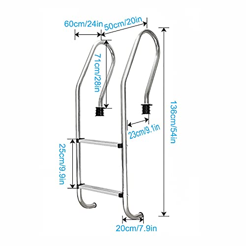 Escalera para Piscina de Acero Inoxidable con 2 Peldaños Antideslizantes miniatura 2
