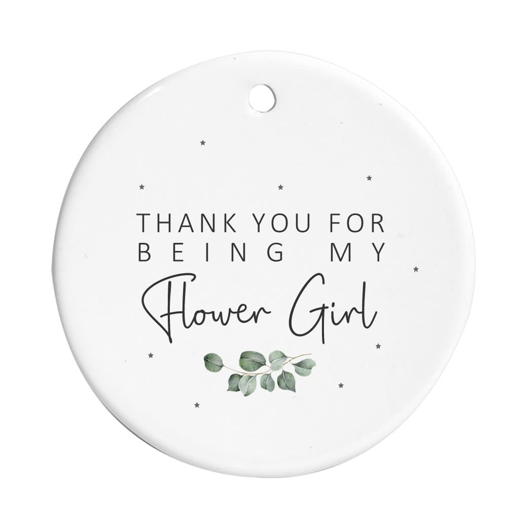 Maisie Moo Gifts Limited Girls Flower In Gift Box Thank You Wedding Party Proposal Hanging Ornament Ceramic Sign Bridesmaid Flower Maid Of Honour Matron Of Honour - Sage Green Eucalyptus Theme (Flower In Gift Box)