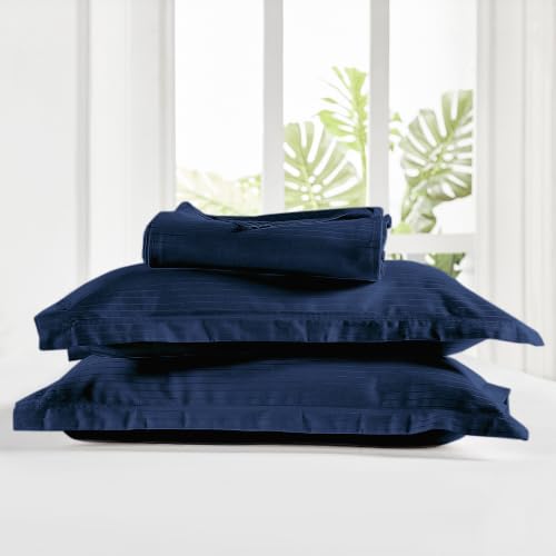 Image of myTrident Bedsheet for Double Bed King Size | 108 inch x 108 inch | Iron Blue