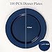 Goodluck 100PCS Navy Blue Plastic Plates, 10.25 Inch Dinner Plate Heavy Duty Disposable Plastic Plates for 100 Guests Party, Wedding, Birthday & Daily Use and New Year Events