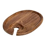 MotiveTech Bandeja para Aperitivos, Bandeja para Aperitivos, Regalo Portátil con Portavasos Y Tabla de Cortar, para Días Festivos, Hoteles, Oval, Individual