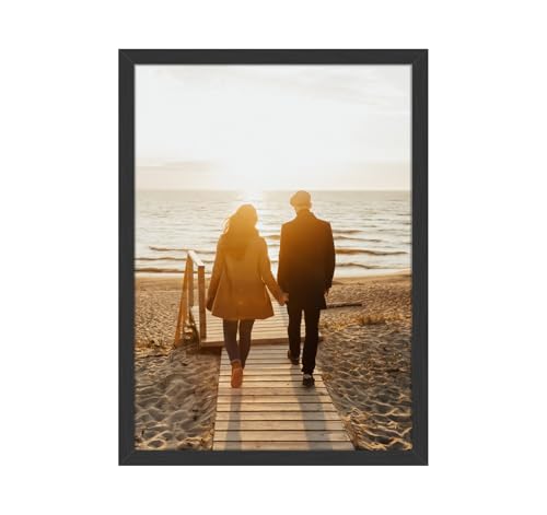 Beutrain 12x8 Photo Frame Black, Modern Aluminium Picture Frame, Wall Tabletop Photo Frames, Certificate Frames with Plexiglass Cover & Wall Hanging Hooks