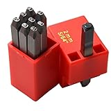 WKSTOOL 9pcs Heavy Duty Steel Stamp Uppercase Numbers 5/64 2mm Hand Stamping Serial Mark Code Alphabet Punch Kit for Jewelry Metal Sheet Plate Mold Die Making