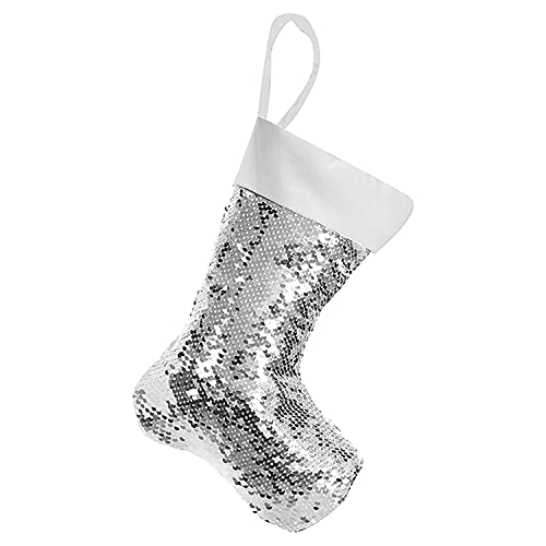 Jyflzq Silver Sequin Sublimation Christmas Stockings 2 Pack Glitter Reversible Personalized Blanks Flip Sequins Xmas Fireplace Hanging Stockings #TOP7