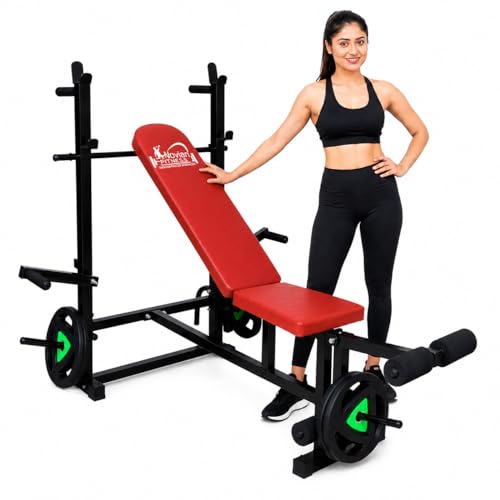 Image of 8 in 1 Strength Multi Gym Bench Adjustable Flat, Incline Decline Bench With Leg Curl & Leg Extension | Gym Bench for Home | Workout Bench Press for Home Gym