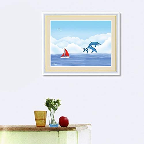 Amazon.co.jp: 喜多一『イルカ』高精彩工芸画+手彩 風景画 動物画 海豚