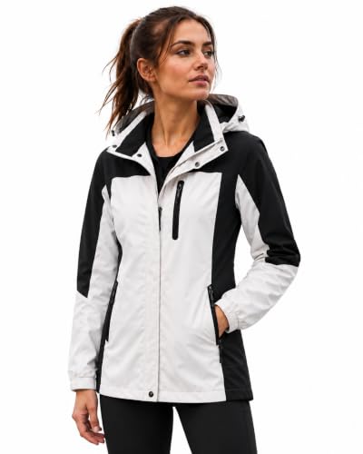 Image of Blu Apparel Women’s Lightweight Waterproof Hooded Jacket – Windproof Rain Coat with Breathable Mesh Lining & Zip Pockets (UK, Numeric, 14, Regular, Regular, Stone)