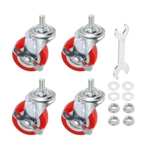 PATIKIL Rodas giratórias de 5 cm com conjunto de freio de 4, rolamentos de esferas M8 x 15 mm Haste