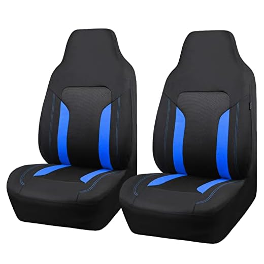 CAR PASS CarGrand 3D Air Mesh-100% Breathable Sporty Bucket Car Seat Cover Front Seats only, Airbag Compatible,Universal Fit Automotive SUV Truck Sedan Women(High Back Two Front 2 Piece Black Blue)