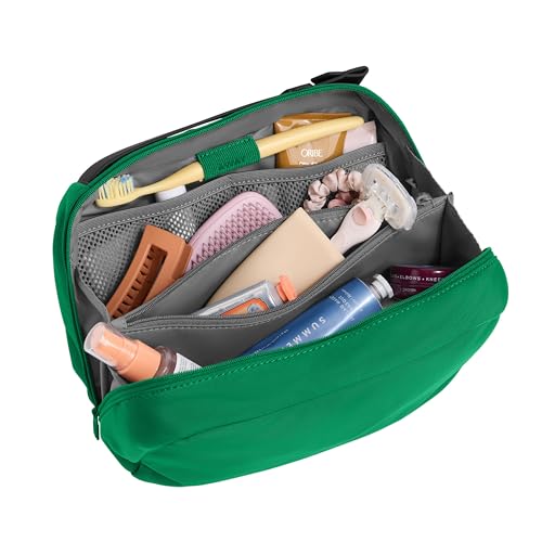 Image of Away Amazon Exclusive Large Toiletry Bag - Water-Repellent Travel Toiletry Bag with Clamshell Opening, Interior Compartments, Exterior Zip Pocket - Palm Green