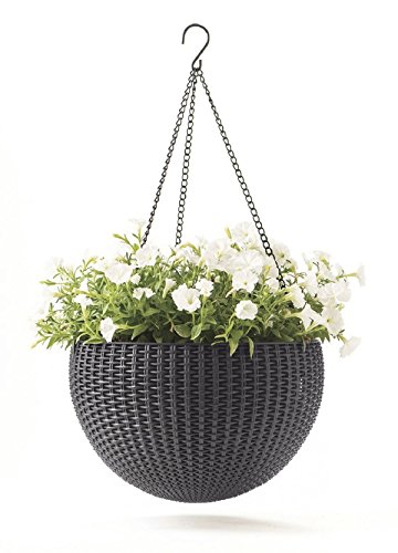 Miniatura 2 de Keter - Maceta Colgante De 3 Cadenas Hanging Sphere, 8,6 Litros, Color Grafito,