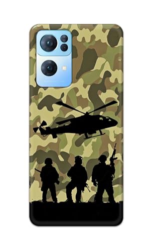 Image of Printed Hard Back Cover Case for Oppo Reno7 Pro 5G | Oppo Reno 7 Pro 5G Back Cover (Army) -1111