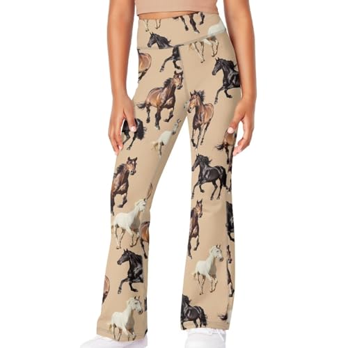 Girls Leggings Floral Print High-Waisted Flared Pants 5-14 Years