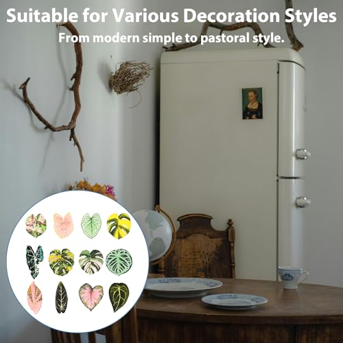12 imanes decorativos en forma de hoja para nevera miniatura 6
