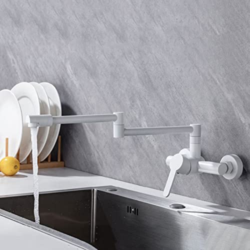 Grifo de cocina de pared plegable con monomando y latón de doble orificio 3
