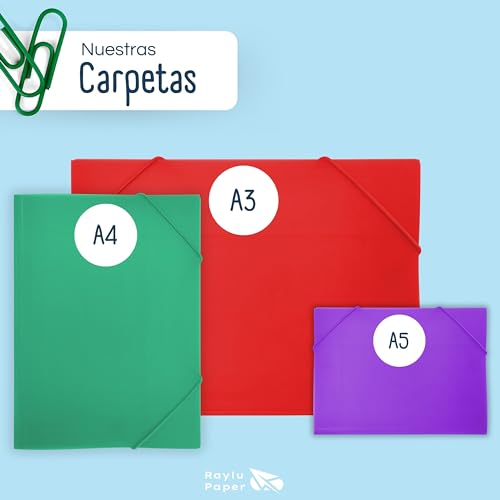 RAYLU PAPER, A4 Folder with Elastic Bands and Flaps, Storage Folders for Documents Office and School - Image 4