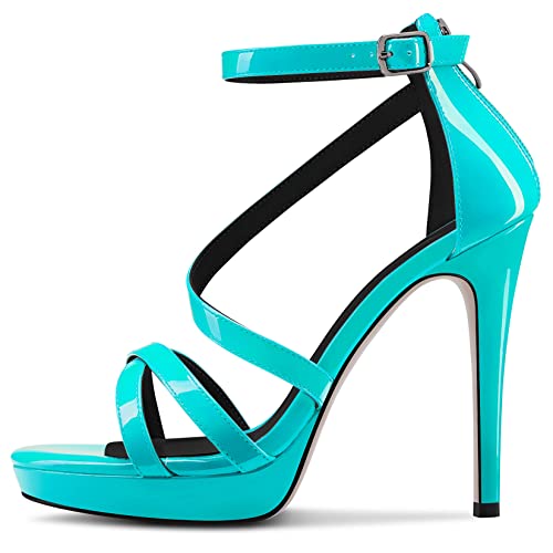 DearOnly Women Platform Stiletto High Heel Peep Open Toe Pumps Ankle Strap Zipper Wedding Cute 4.7 Inches Heels2