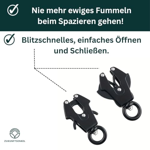 Karabiner Hundeleine, Hundhalsband Schnellverschluss, Karabinerhaken, Frosch Clip, Schnellverschluss Schnalle, Verschluss Schwarz (2cm, Rundes Ende)