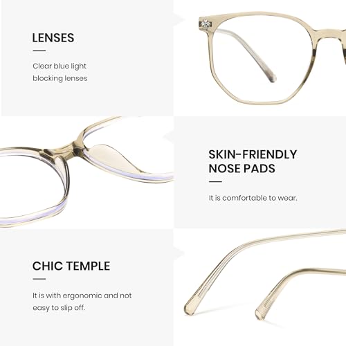 Image of Cyxus Retro Blue Light Glasses Men - Square TR90 Metal Blowline Frame Stylish Trendy for Computer Daily Work 8252