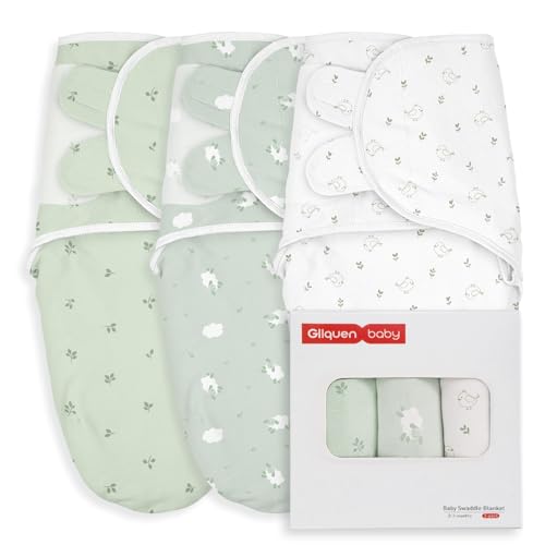 Image of GLLQUEN BABY Swaddles for Newborns 0-3 Months, Adjustable & Easy Fastener | 3-Pack, Organic Cotton Swaddle, Womb-Like Nursery Swaddling Blanket reduces startle reflex, soft and skin-friendly fabric