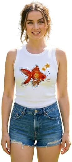 Women’s Sleeveless Ribbed Crop Tank Top | Soft Stretchable Casual Printed Vest with Floral Graphic | Trendy Summer Crop To...