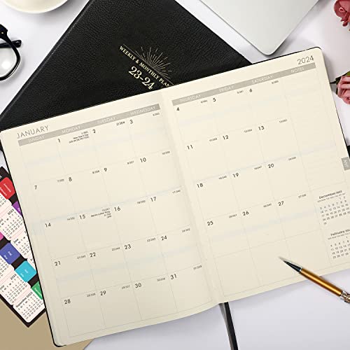 Planner 2023-2024 - Academic Planner 2023-2024, 2023-2024 Planner Weekly & Monthly, Jul. 2023 - Jun. 2024, 8.5" X 11", Pen Holder, Calendar Stickers, 25 Notes Pages, Faux Leather Cover, 2 Book Marks - Mystic Black #TOP7