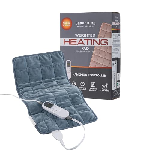 Image of Berkshire Blanket Weighted Heating Pad - 12 inchx24 inch Electric Heat Wrap with 10 Heat Settings & Auto Shut Off - Soothing Heat Wrap for Back, Neck, Shoulders, Legs, Abdomen - Machine Washable & Portable