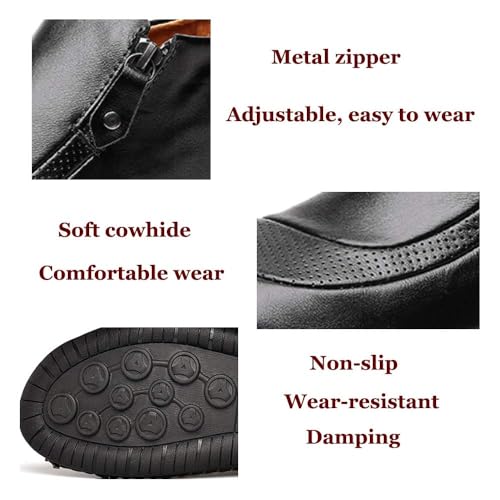 Men's Outdoors Leather Driving Classic Handmade Mid-Top Ankle Casual Comfortable Walking Loafers Slip on Shoes4