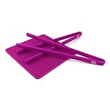 Chic Chef (Magenta) Serving Set - Includes 2 Food Tongs and Free Silicone Trivet Mat with Your Order! Limited Time Offer! Great for Summer BBQ, Salads and Picnics!