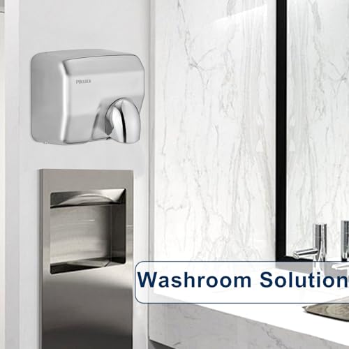 Commercial Hand Dryer Wall Mounted, Stainless Steel Electric Hand Dryer for Bathroom,1600 W Automatic High Speed Warm Wind Hand Blower, 110V Plug in, 8-10s Second Dry, for Industry Business Restrooms - Thumbnail 2