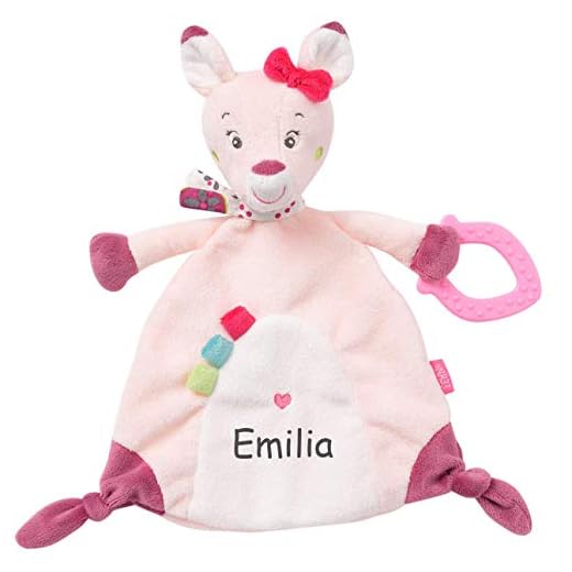 LALALO FEHN Rehkitz Schmusetuch mit Namen Bestickt, Baby & Kleinkinder Spielkamerad & Einschlafhilfe, Schmusetuch Stofftier-Schnuffeltuch personalisiert, Kuscheltuch Geschenkidee Mädchen, Rosa Pink