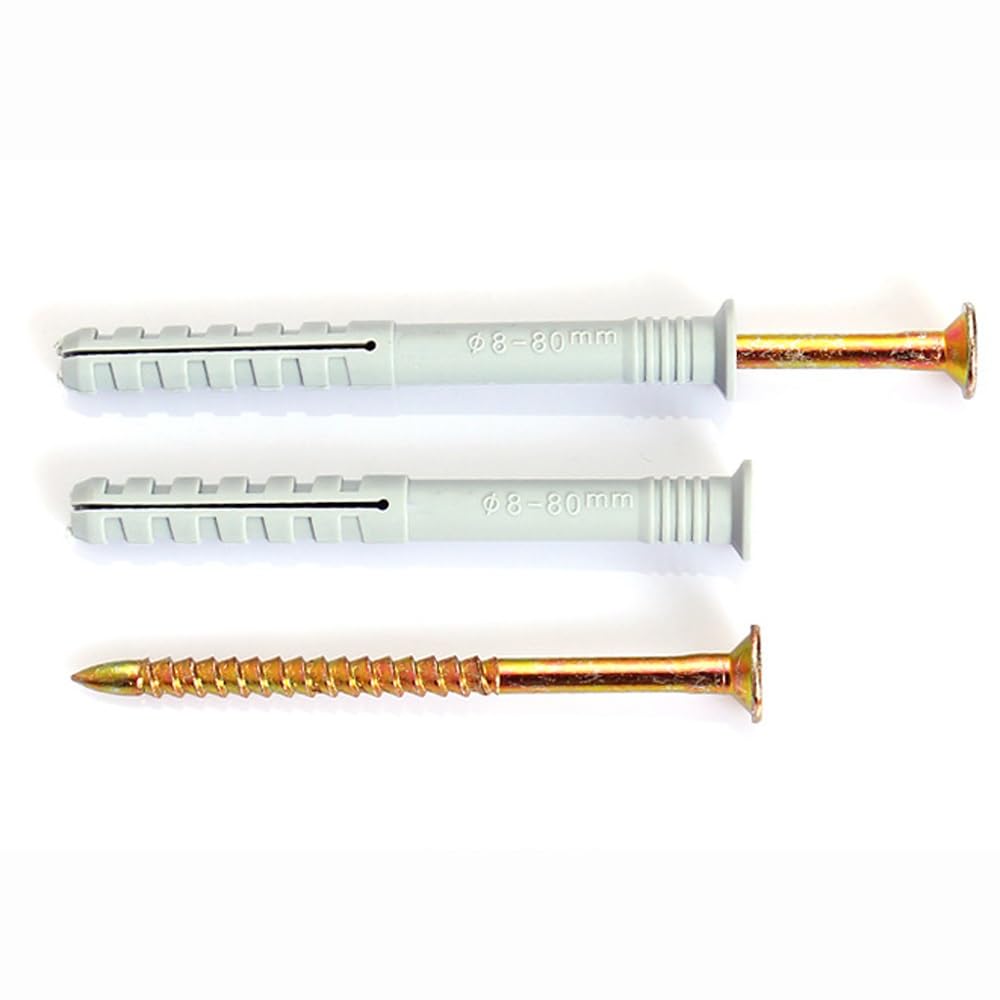 Tornillo autorroscante de nailon de percusión de expansión, tornillos métricos, fijaciones de pared, clavos de expansión de plástico M6 M8 M10 (20 unidades, M10 x 80)