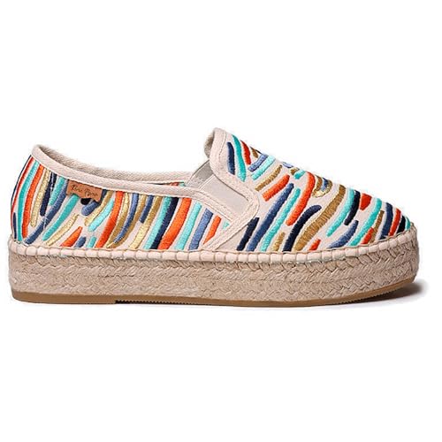 Espadrilles fermées TONI PONS anti-frottement en coton brodé