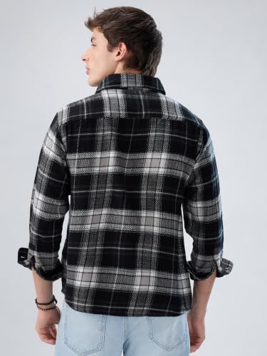 Image of VASTRADO Premium Emerald Black Checks Twin Pocket Flannel Shirt