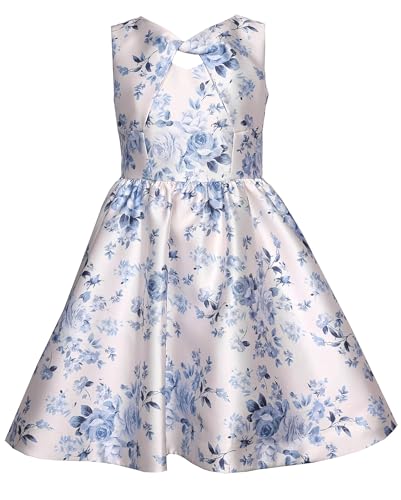 Bonnie Jean Girls Size 4-16 Blue Ivory Toile Mikado Dress