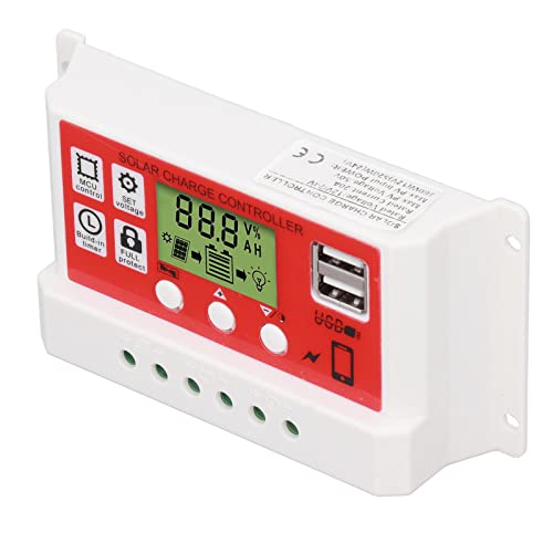 Aoaoy Controlador de Carga Solar Controlador Solar Fotovoltaico PWM con 3 Niveles de Carga PWM para Sistemas de Generación de Energía Solar, Hogares Inteligentes, etc. (20A)