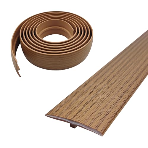 T Molding Trim,Floor Transition Strip 5cm×3m T Section Bar PVC Flat Divider Strip Laminate Profile Flooring Edge Trim for Door Threshold Joining Flooring Gaps of Laminate Plank Tile (Oak, 3M)
